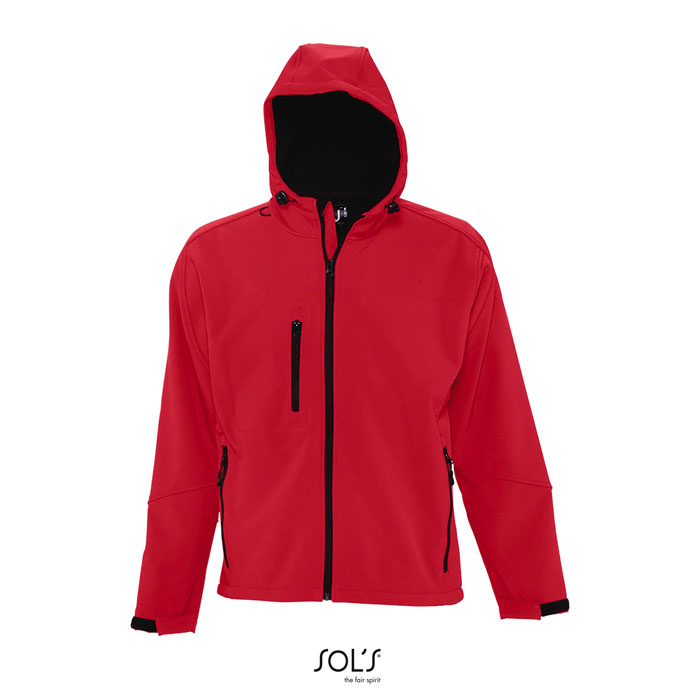 Veste à capuche publicitaire sofshell Homme Rouge piment